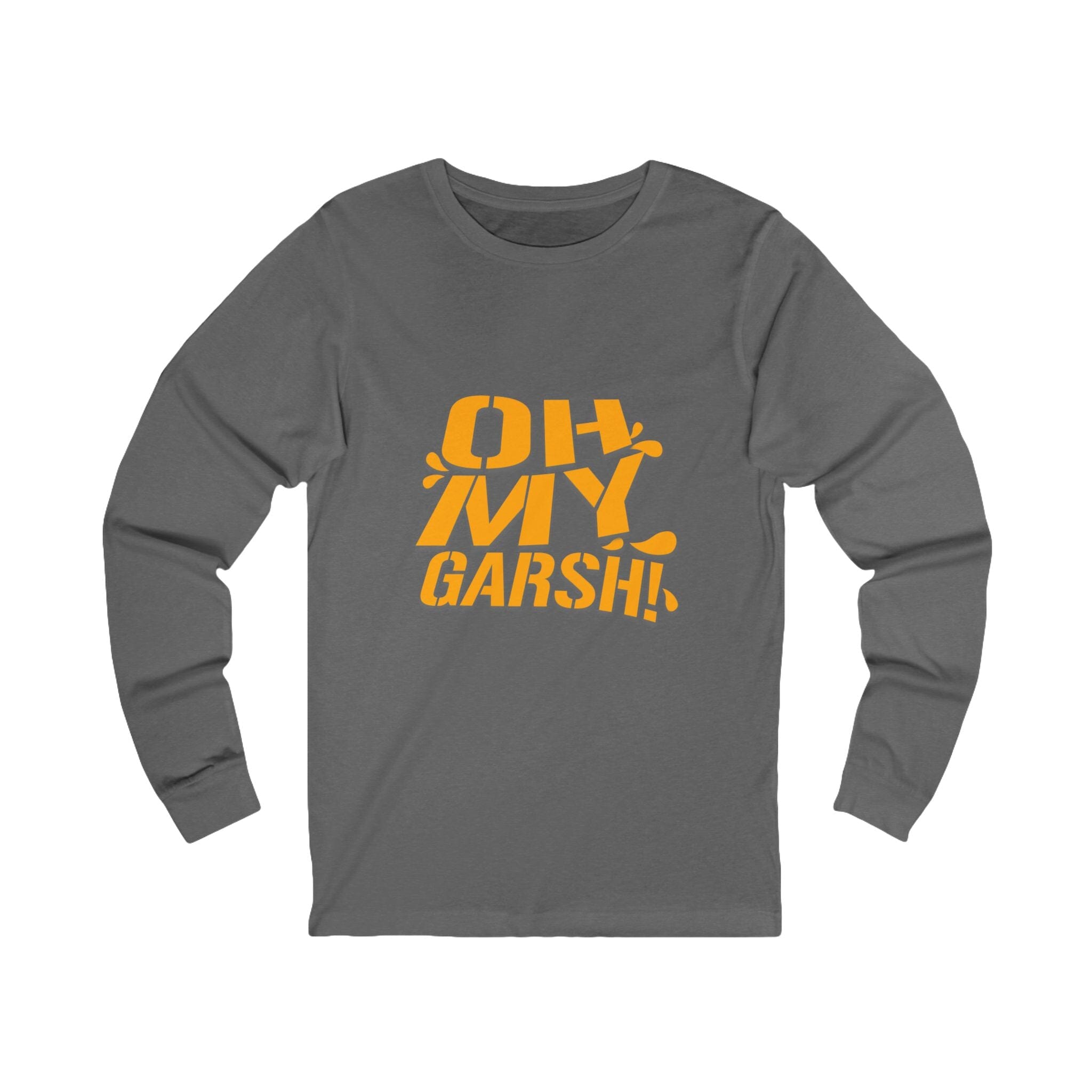 Oh My Garsh Long Sleeve Shirt on grey long sleeve shirt mockup view | Yinzergear