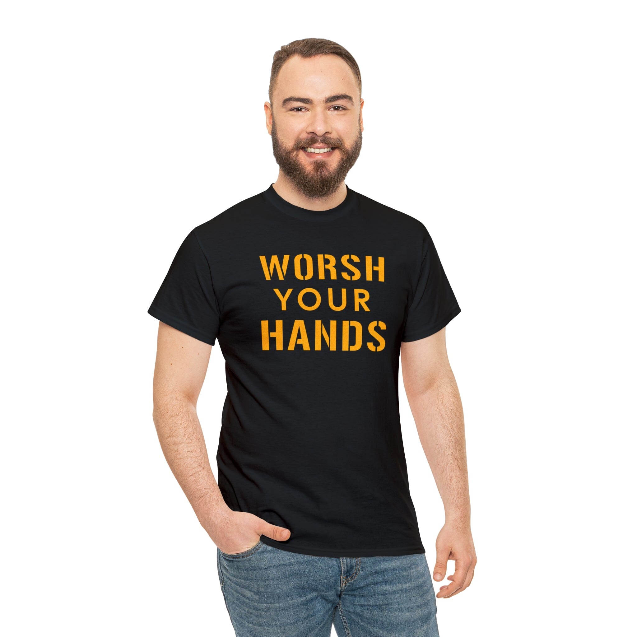 Worsh Your Hands T-Shirt Pittsburgh tee product image mockup view | Yinzergear