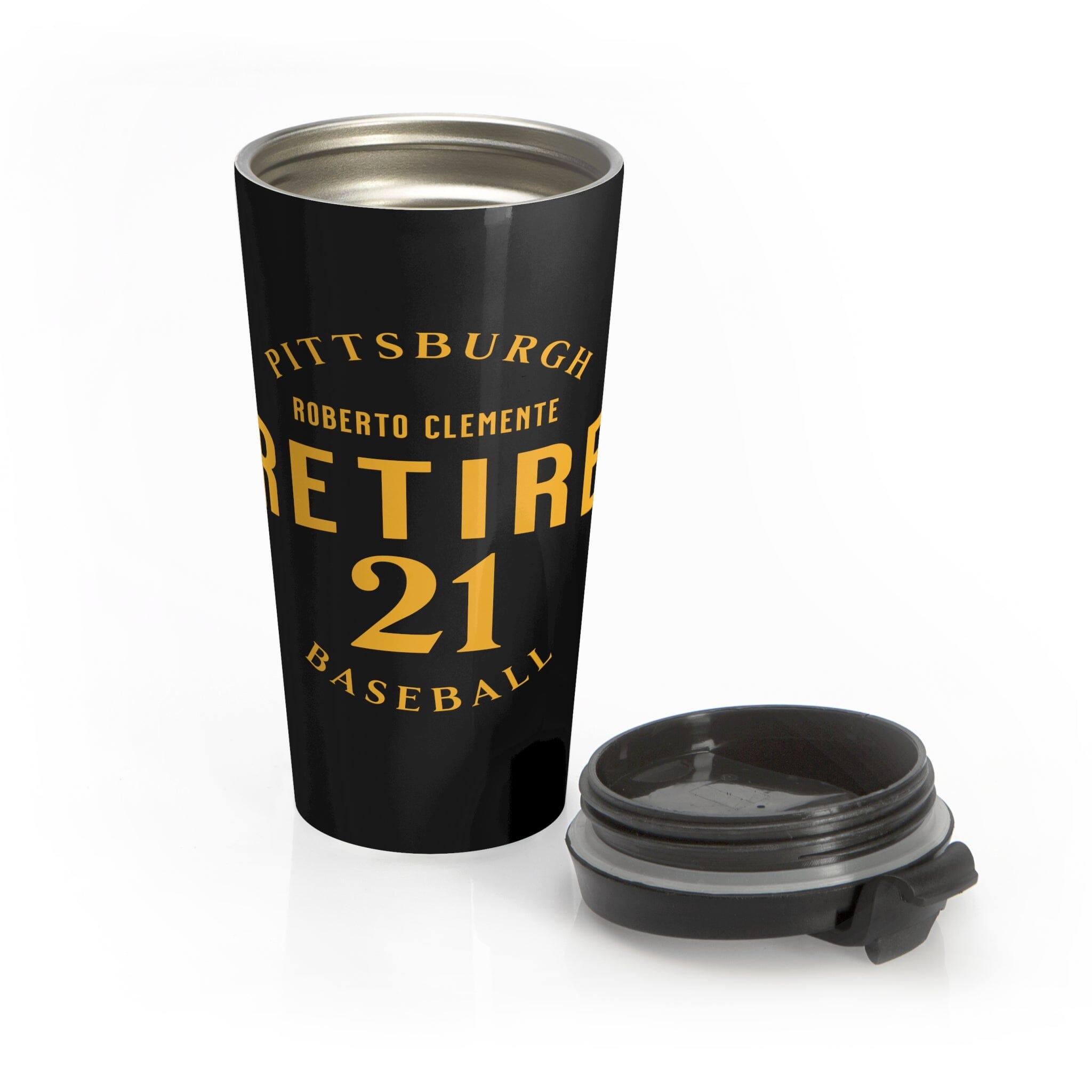 Retire 21 Stainless Steel Travel Mug Pittsburgh mug front view alternate view 5 | Yinzergear