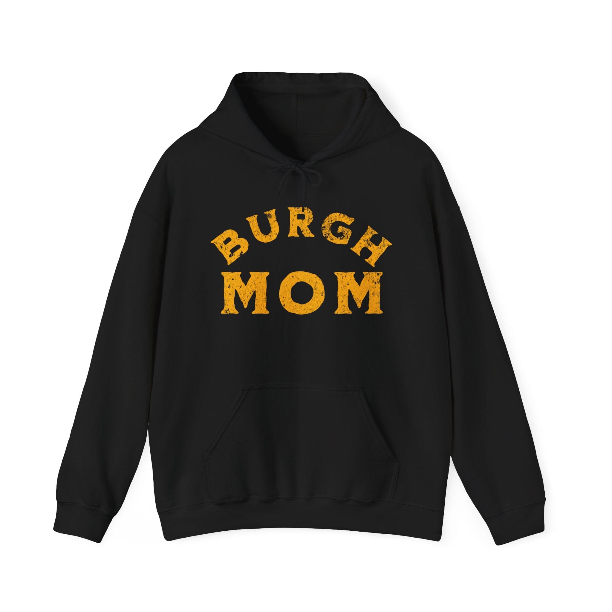 Burgh Mom Hoodie on black hoodie | Yinzergear