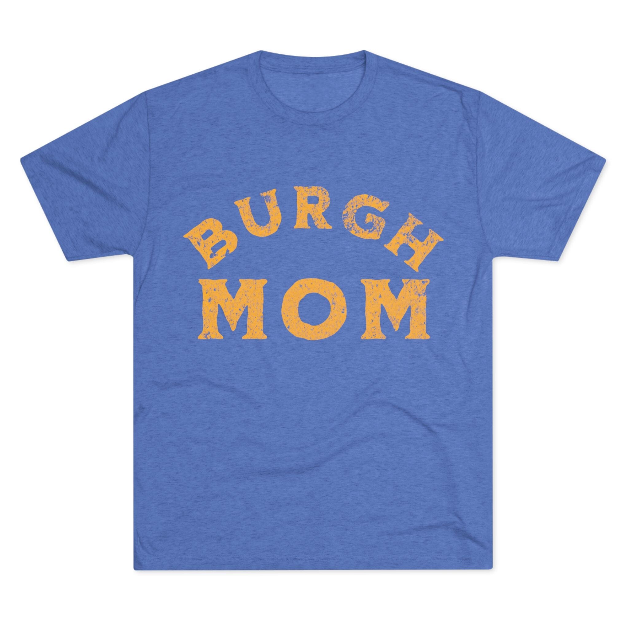 Burgh Mom Yinzer Tri-Blend T-shirt on royal tee | Yinzergear
