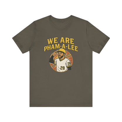We Are Pham-a-Lee T-Shirt – Tommy Pham Baseball Fan Shirt - Pittsburgh Pirates 1979 Throwback Shirt T-Shirt Yinzergear Army S 