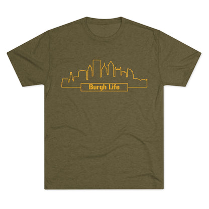 Burgh Life Pittsburgh Skyline Tee - Steel City Shirt T-Shirt Printify S Tri-Blend Military Green 