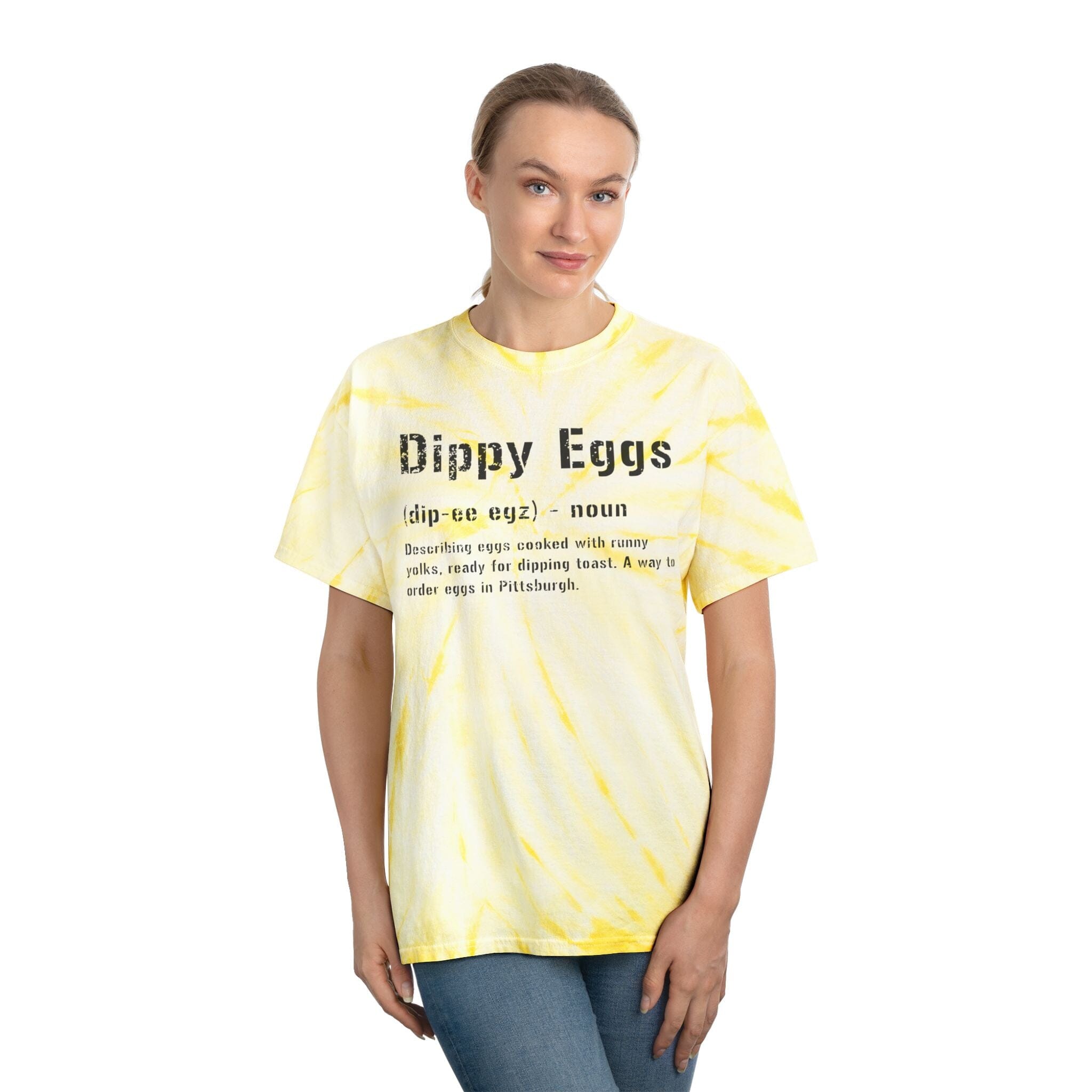 Dippy Eggs Pittsburghese Tie-Dye T-Shirt product image alternate view 7 | Yinzergear