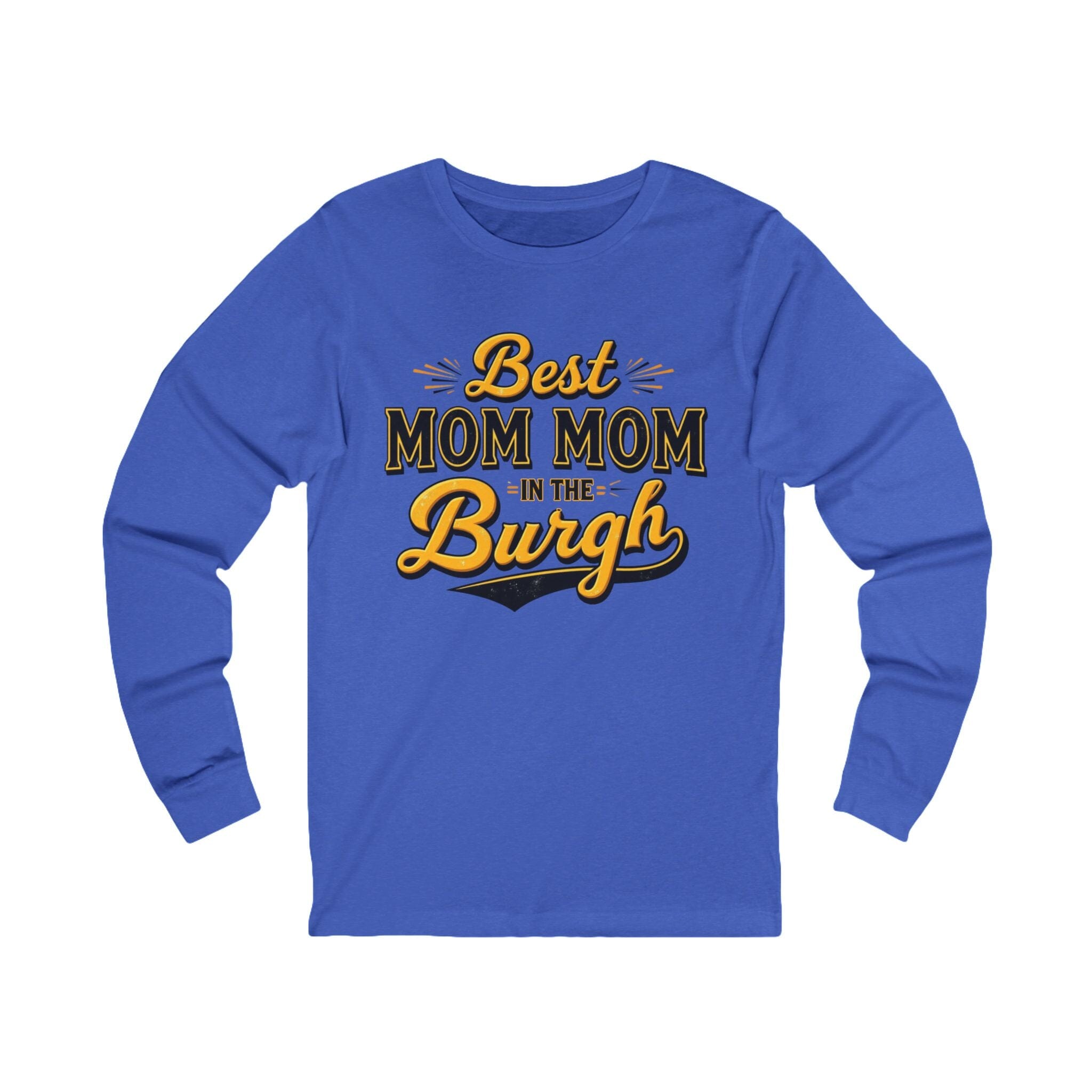 Mom Mom Long Sleeve Shirt on royal blue long sleeve shirt | Yinzergear