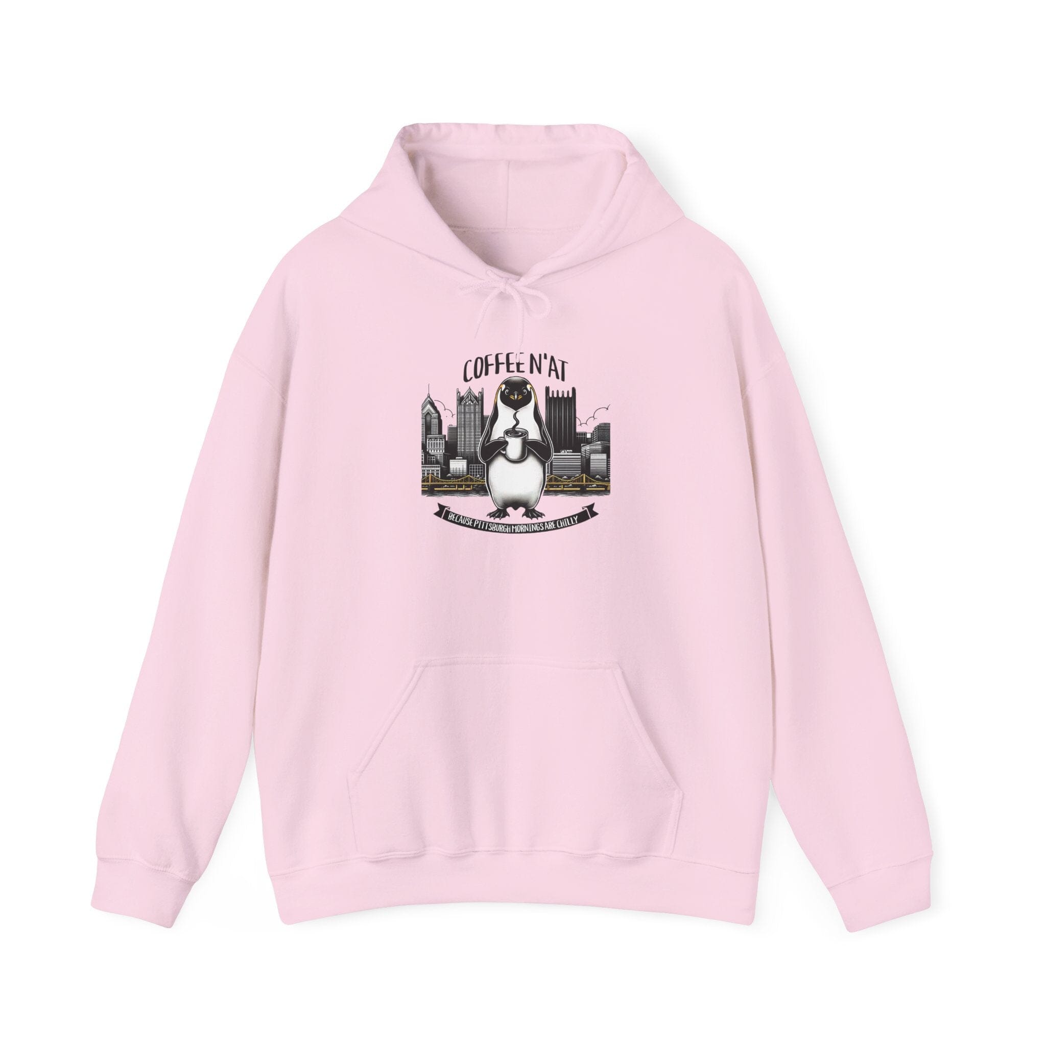 Coffee N'at Hoodie Pittsburgh hoodie on pink hoodie | Yinzergear