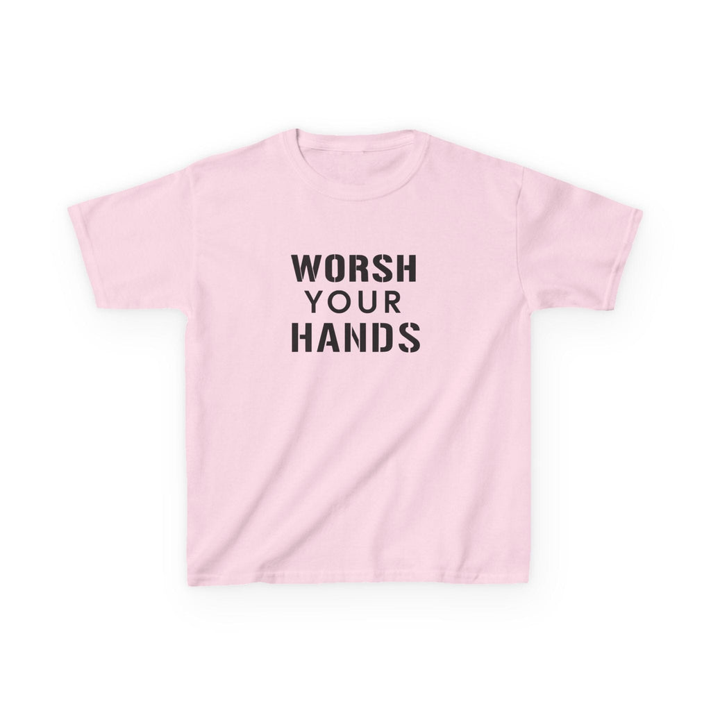 Worsh Your Hands Kids T-Shirt on pink kids shirt | Yinzergear