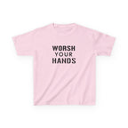 Worsh Your Hands Kids T-Shirt on pink kids shirt | Yinzergear
