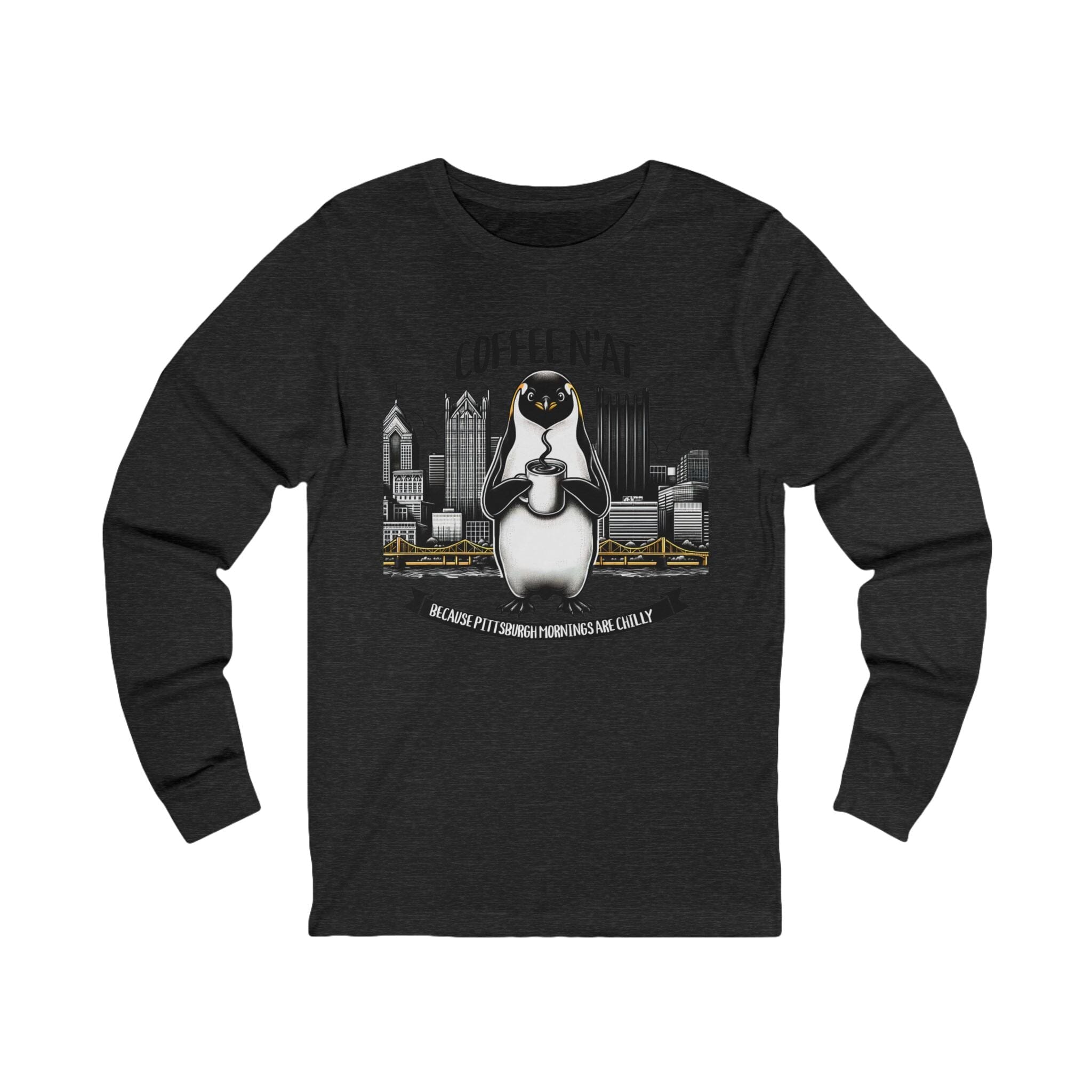 Coffee N'at Long Sleeve Shirt on grey long sleeve shirt | Yinzergear
