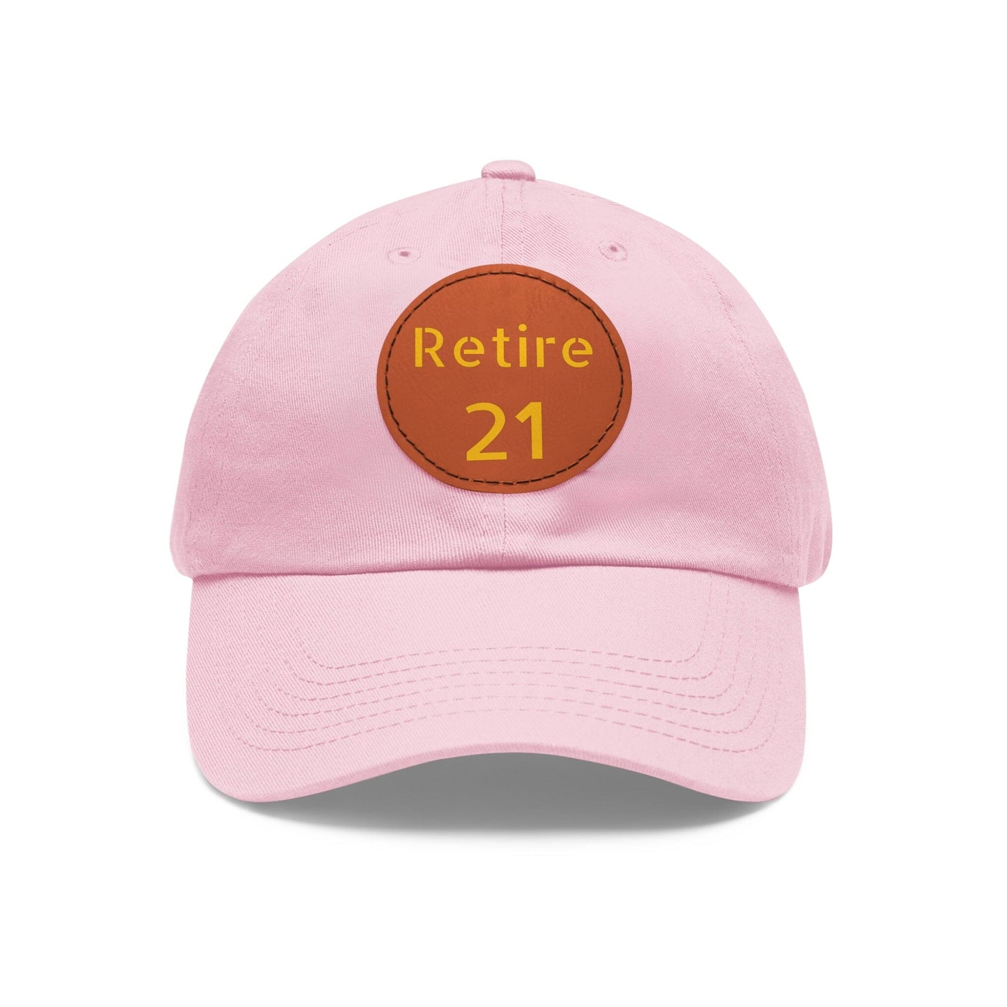 Retire 21 Hat With Leather Patch Hats Yinzergear Light Pink / Light Brown patch Circle One size
