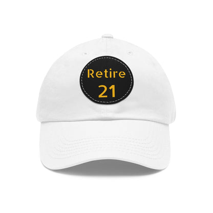 Retire 21 Hat With Leather Patch Hats Yinzergear White / Black patch Circle One size