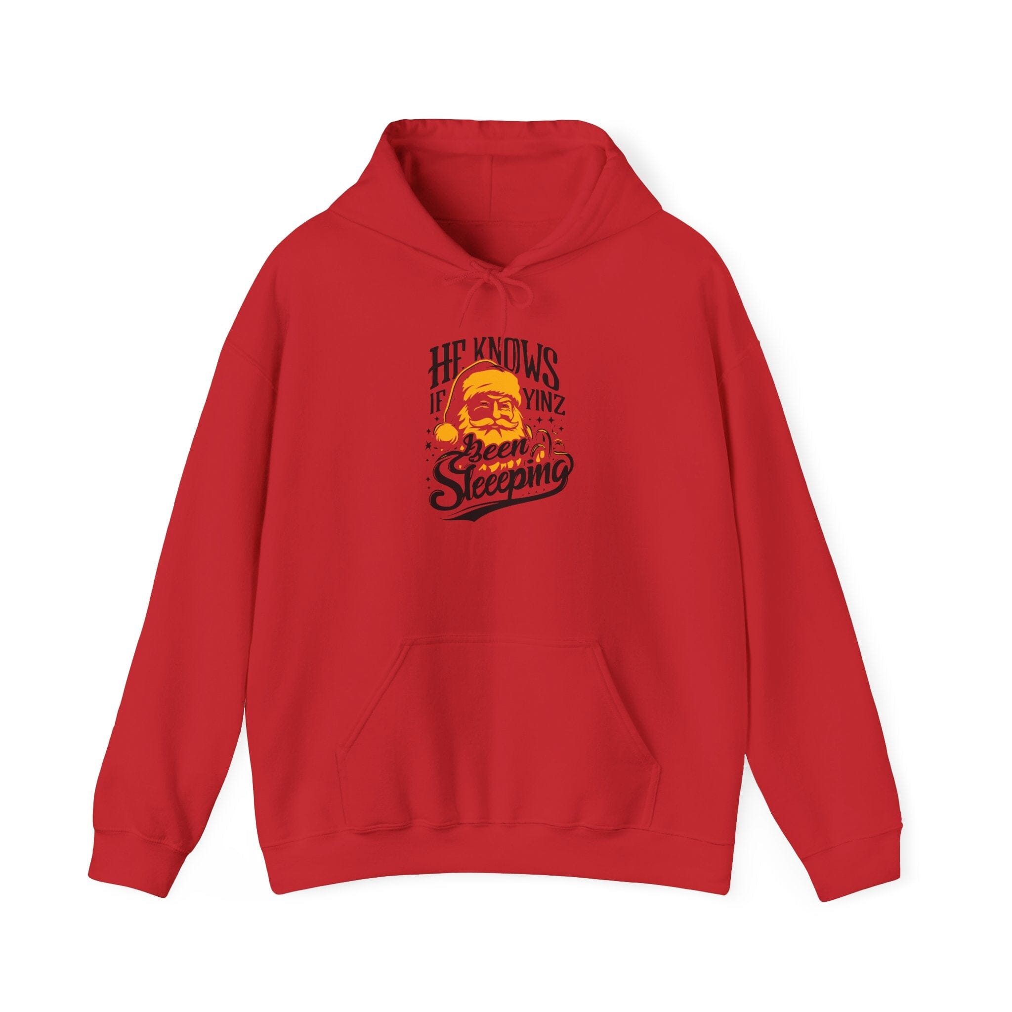 Yinzer Santa Christmas Hoodie Pittsburgh hoodie on red hoodie | Yinzergear