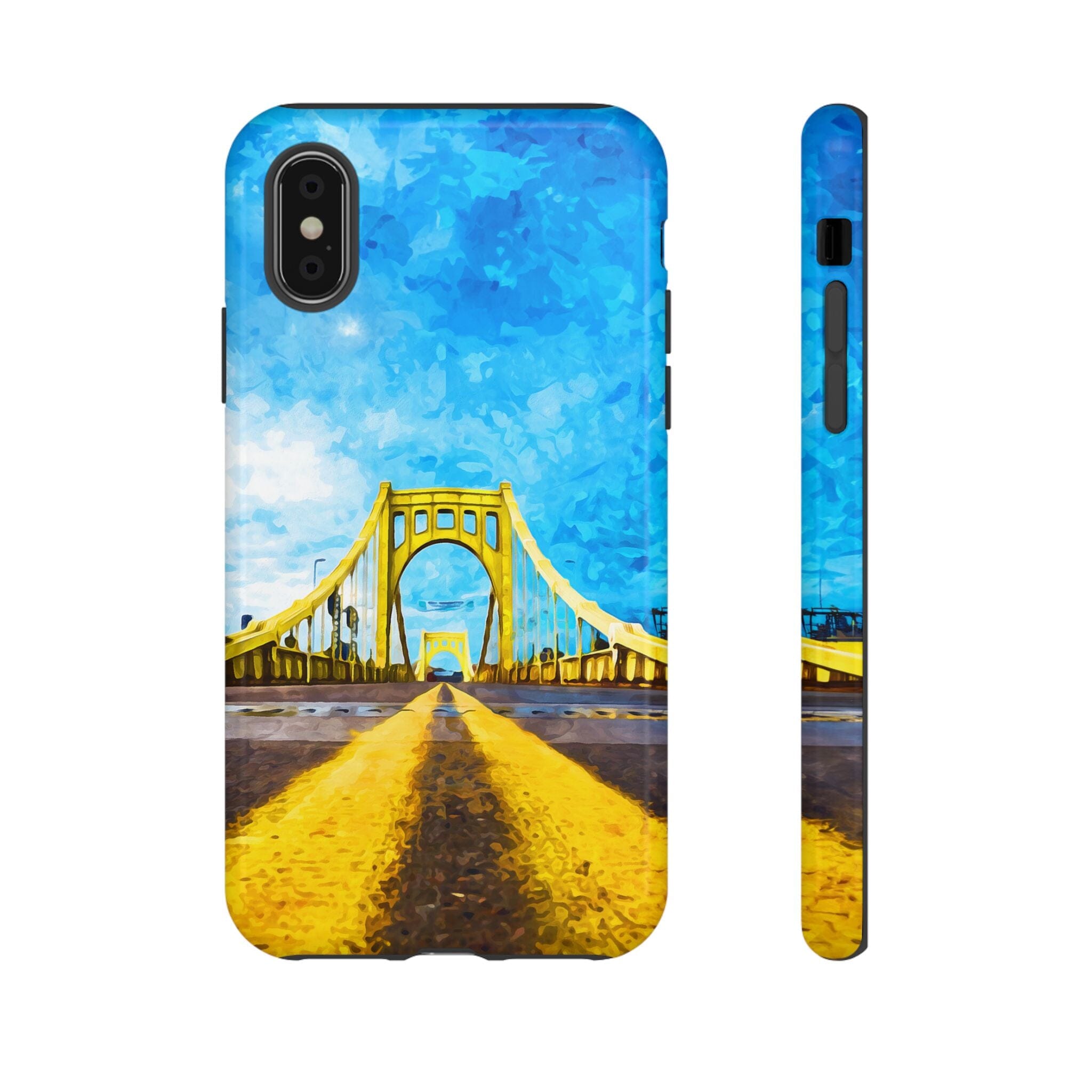 Pittsburgh Bridge Watercolor Tough Phone Case product image alternate view 5 | Yinzergear