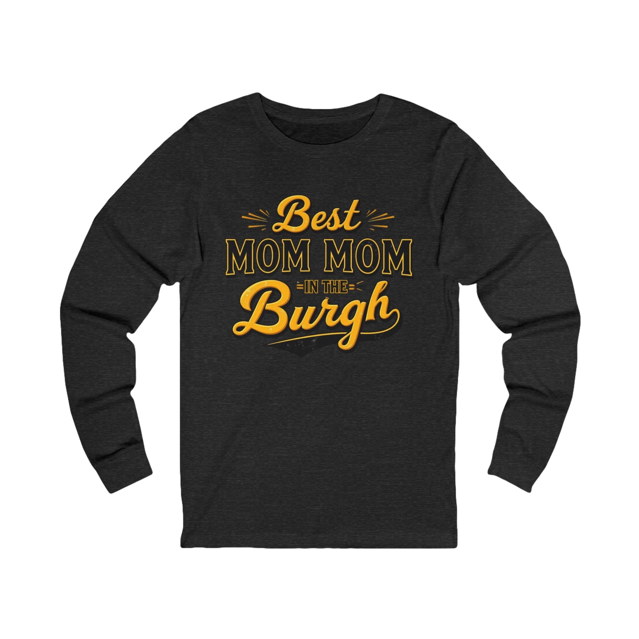 Mom Mom Long Sleeve Shirt on black long sleeve shirt | Yinzergear