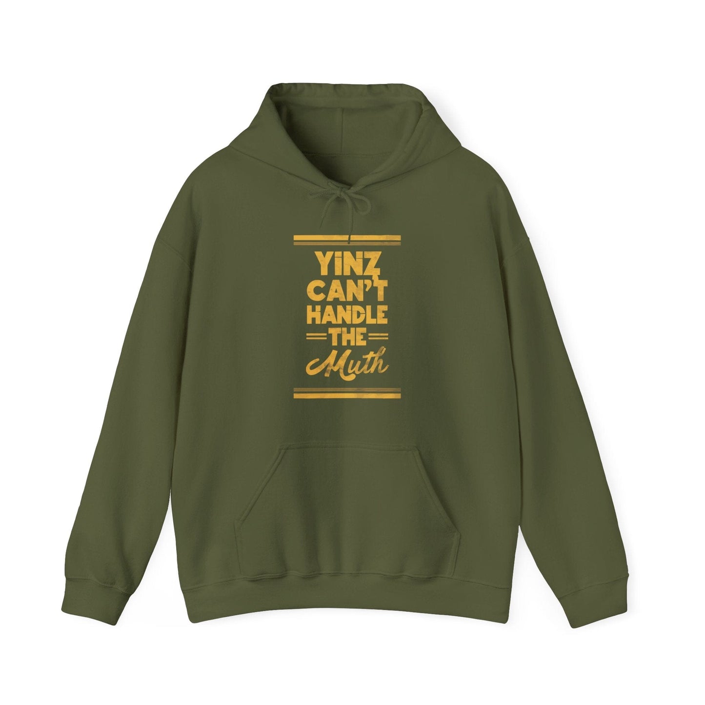 Pat Friermuth Fan Hoodie | Yinz Can't Handle the Muth | Pittsburgh Football Hoodie Hoodie Yinzergear Military Green S 