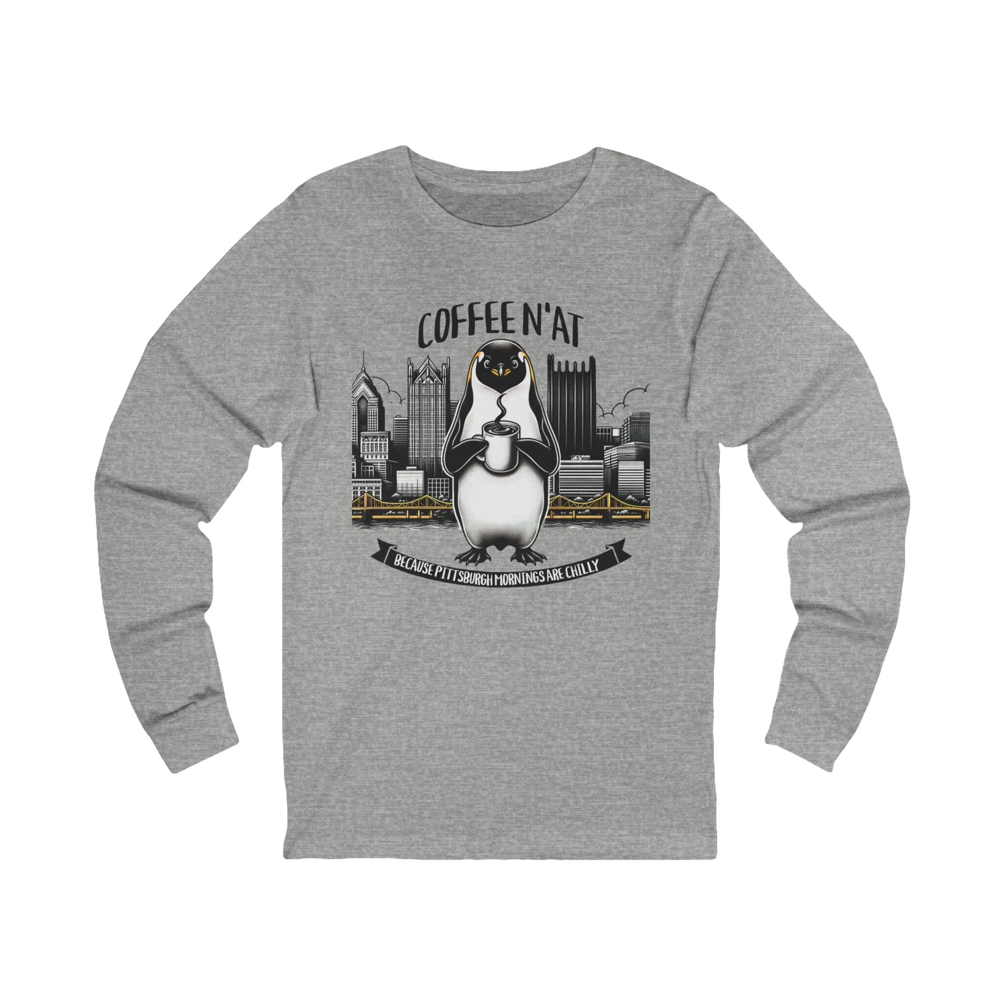 Coffee N'at Long Sleeve Shirt on athletic heather long sleeve shirt | Yinzergear