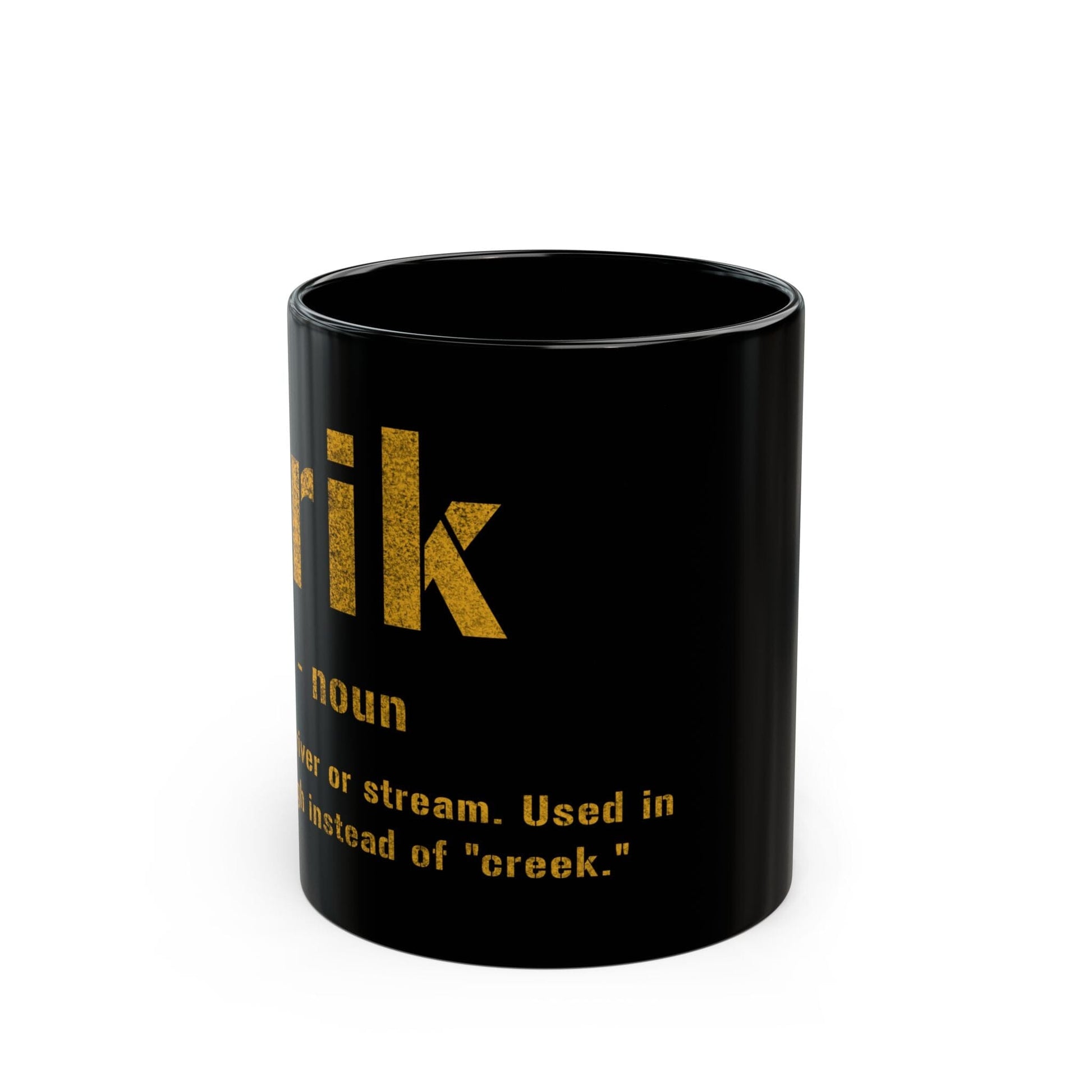 Crik Pittsburghese Definition Coffee Mug – Black & Gold 11oz & 15oz Mug | Funny Yinzer Gift | Dishwasher & Microwave Safe Mug Printify 11oz 