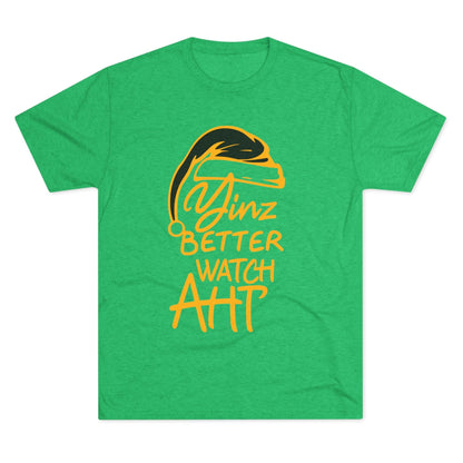 Yinz Better Watch Aht Tri-Blend Tee - Pittsburgh Christmas T-Shirt Printify S Tri-Blend Envy 