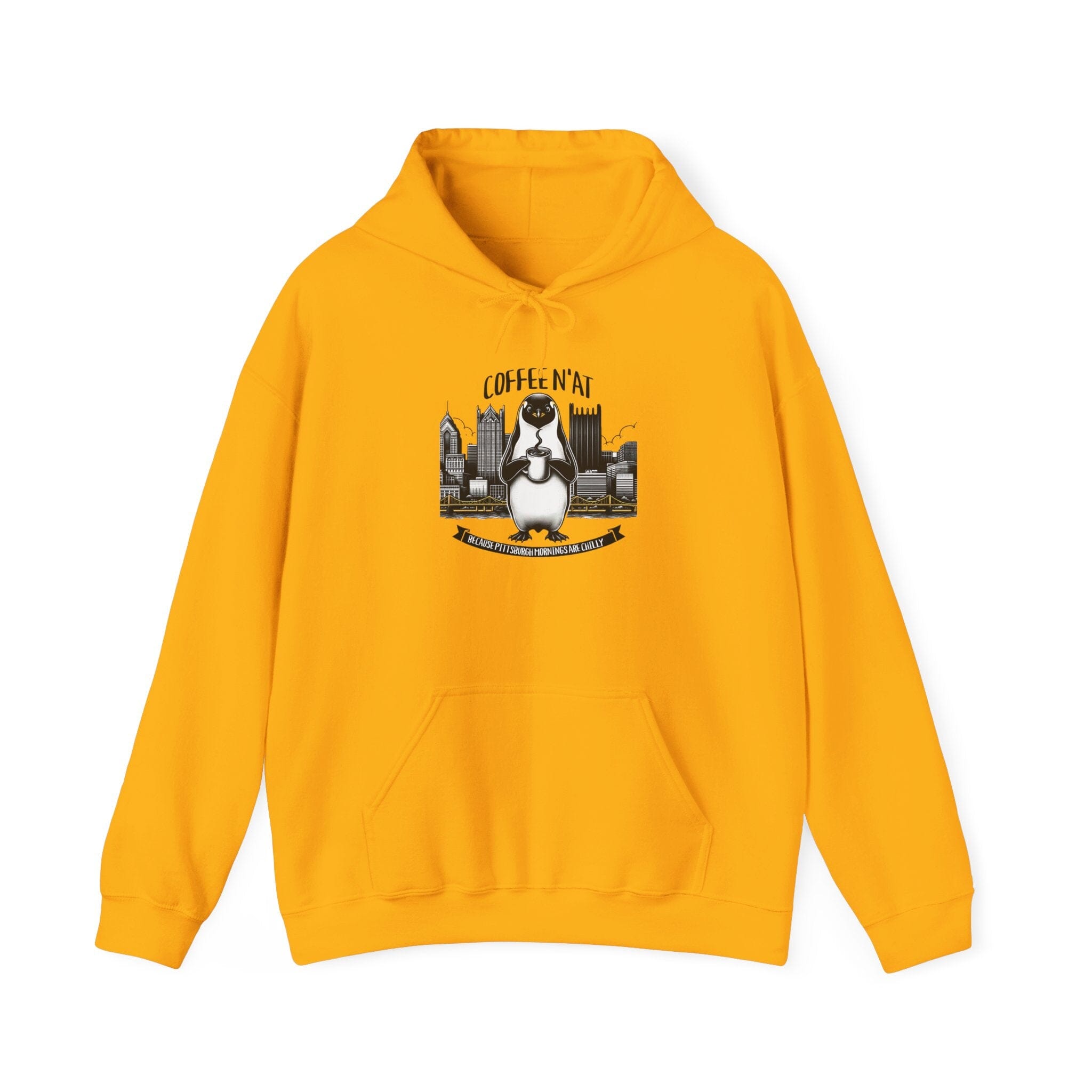 Coffee N'at Hoodie Pittsburgh hoodie on gold hoodie | Yinzergear