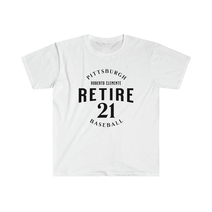Retire 21 Roberto Clemente T-Shirt T-Shirt Yinzergear White S 