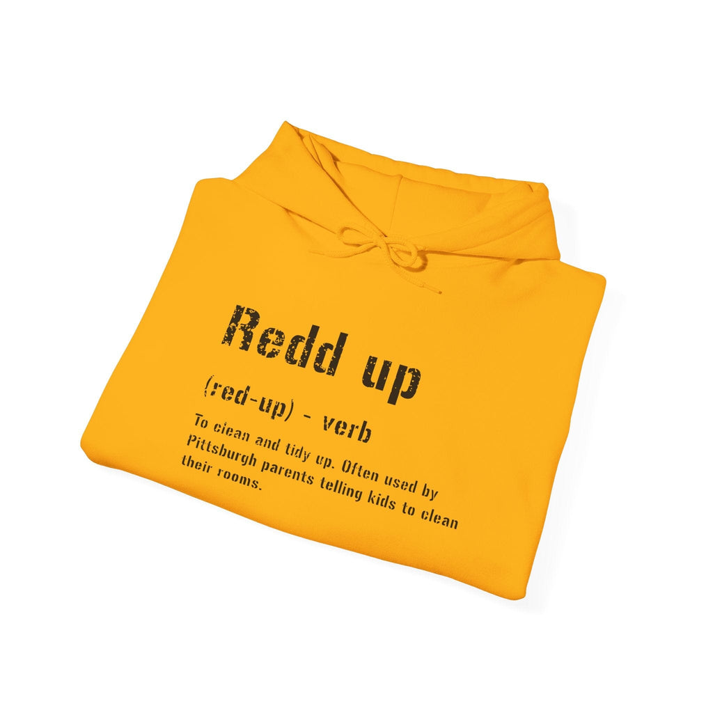 Redd Up Hoodie Pittsburgh hoodie on red hoodie alternate view 7 | Yinzergear