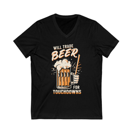 Will Trade Beer for Touchdowns Tee - Pittsburgh Football V-neck Printify S Black 