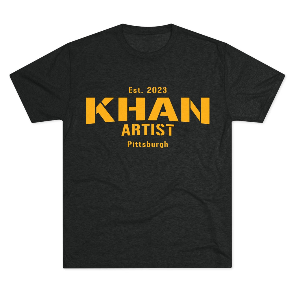 Khan Artist Steelers Tri-Blend T-shirt on black tee | Yinzergear