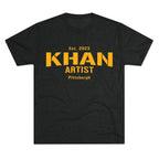 Khan Artist Steelers Tri-Blend T-shirt on black tee | Yinzergear
