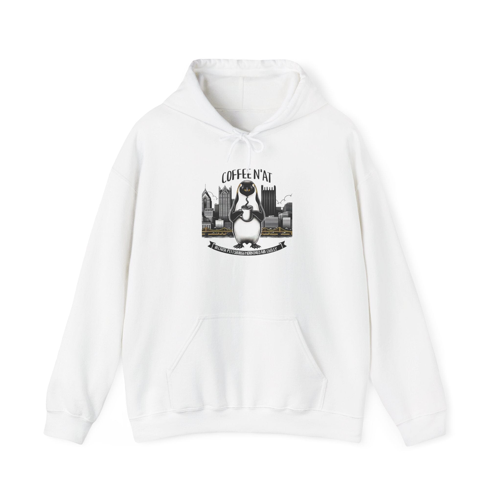 Coffee N'at Hoodie Pittsburgh hoodie on white hoodie | Yinzergear
