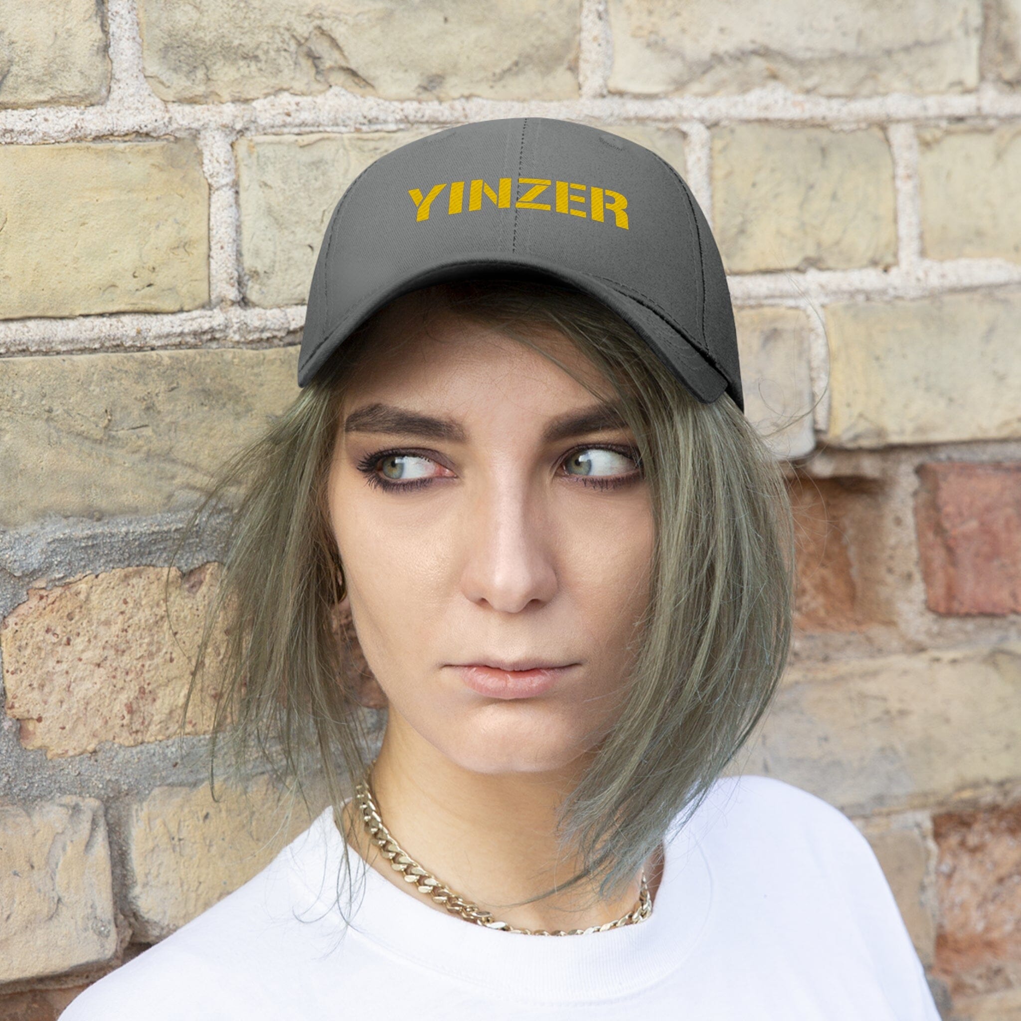 Yinzer embroidered hat Pittsburgh hat in charcoal | Yinzergear