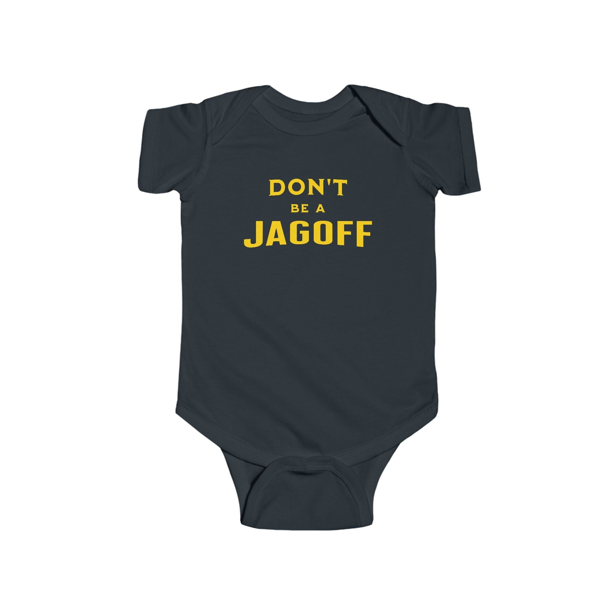Don't Be a Jagoff baby bodysuit on black kids shirt | Yinzergear