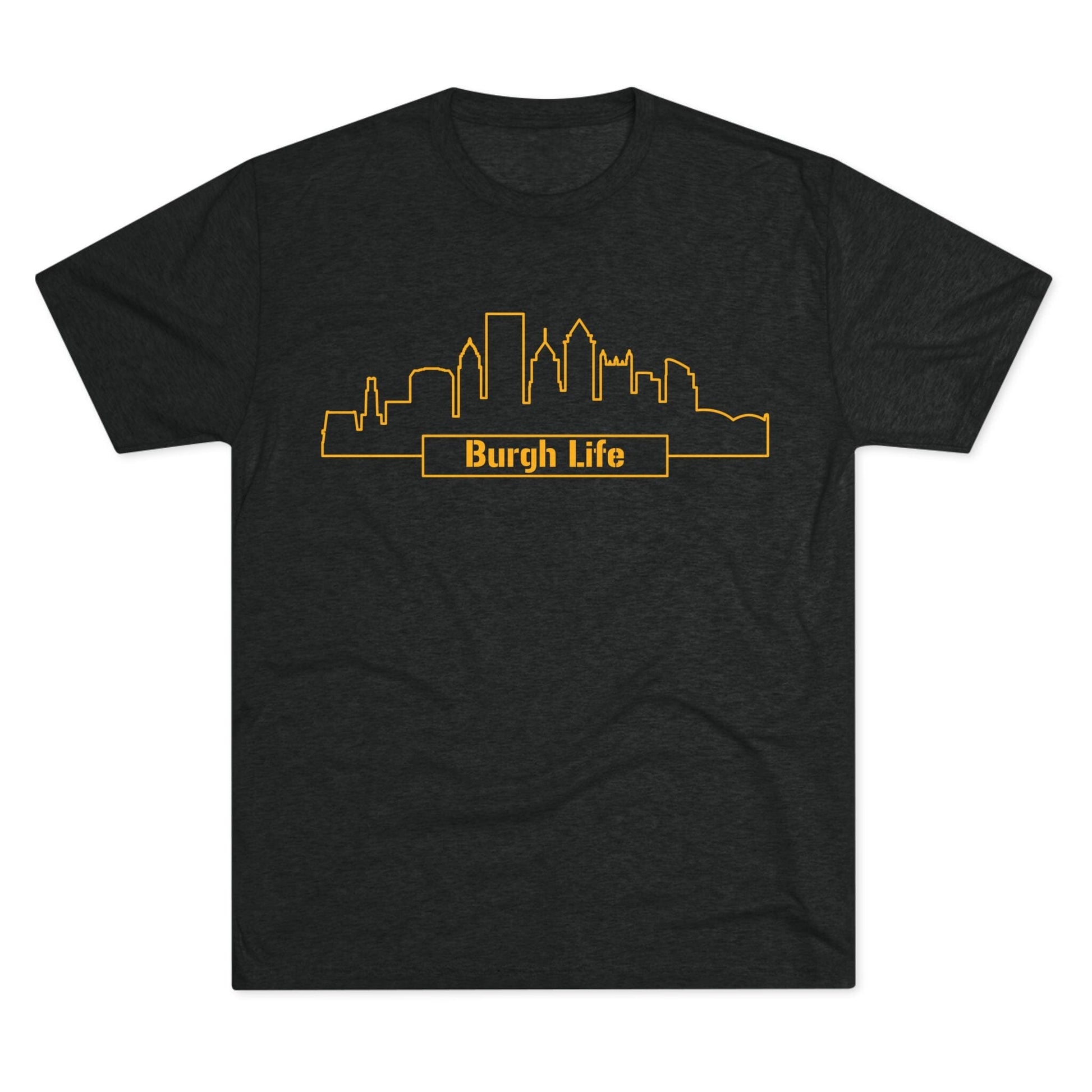 Burgh Life Pittsburgh Skyline Tee - Steel City Shirt T-Shirt Printify S Tri-Blend Vintage Black 