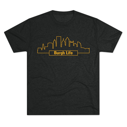 Burgh Life Pittsburgh Skyline Tee - Steel City Shirt T-Shirt Printify S Tri-Blend Vintage Black 