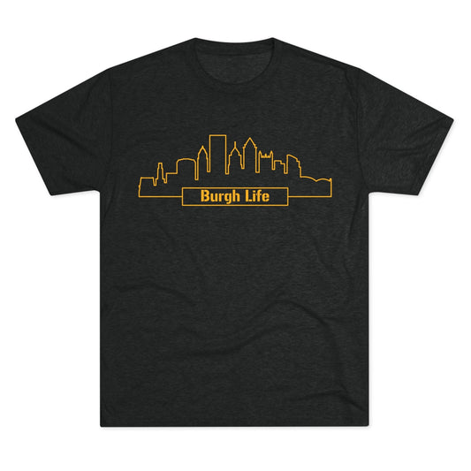 Burgh Life Pittsburgh Skyline Tee - Steel City Shirt T-Shirt Printify S Tri-Blend Vintage Black 