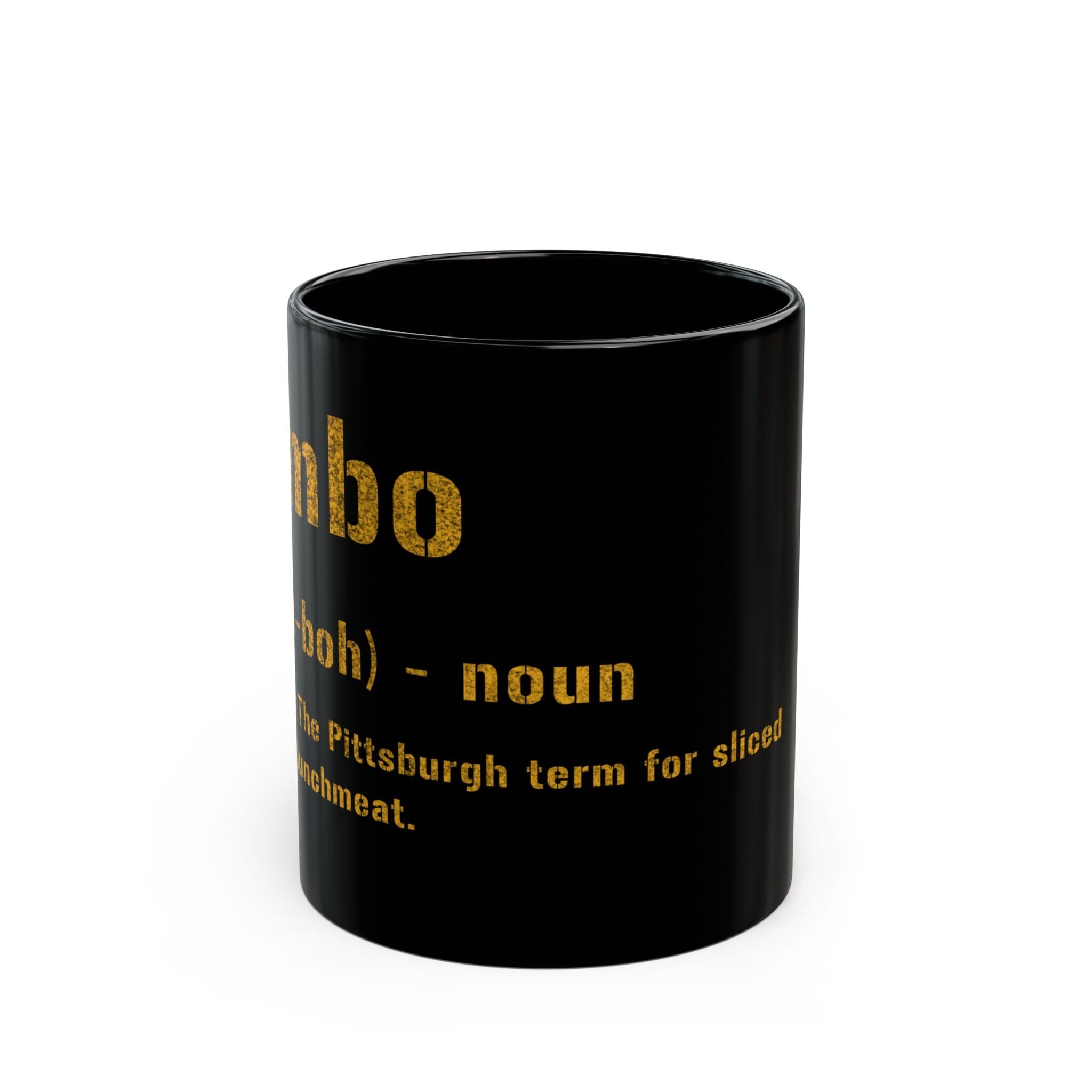 Jumbo Pittsburghese definition mug front view mockup view | Yinzergear