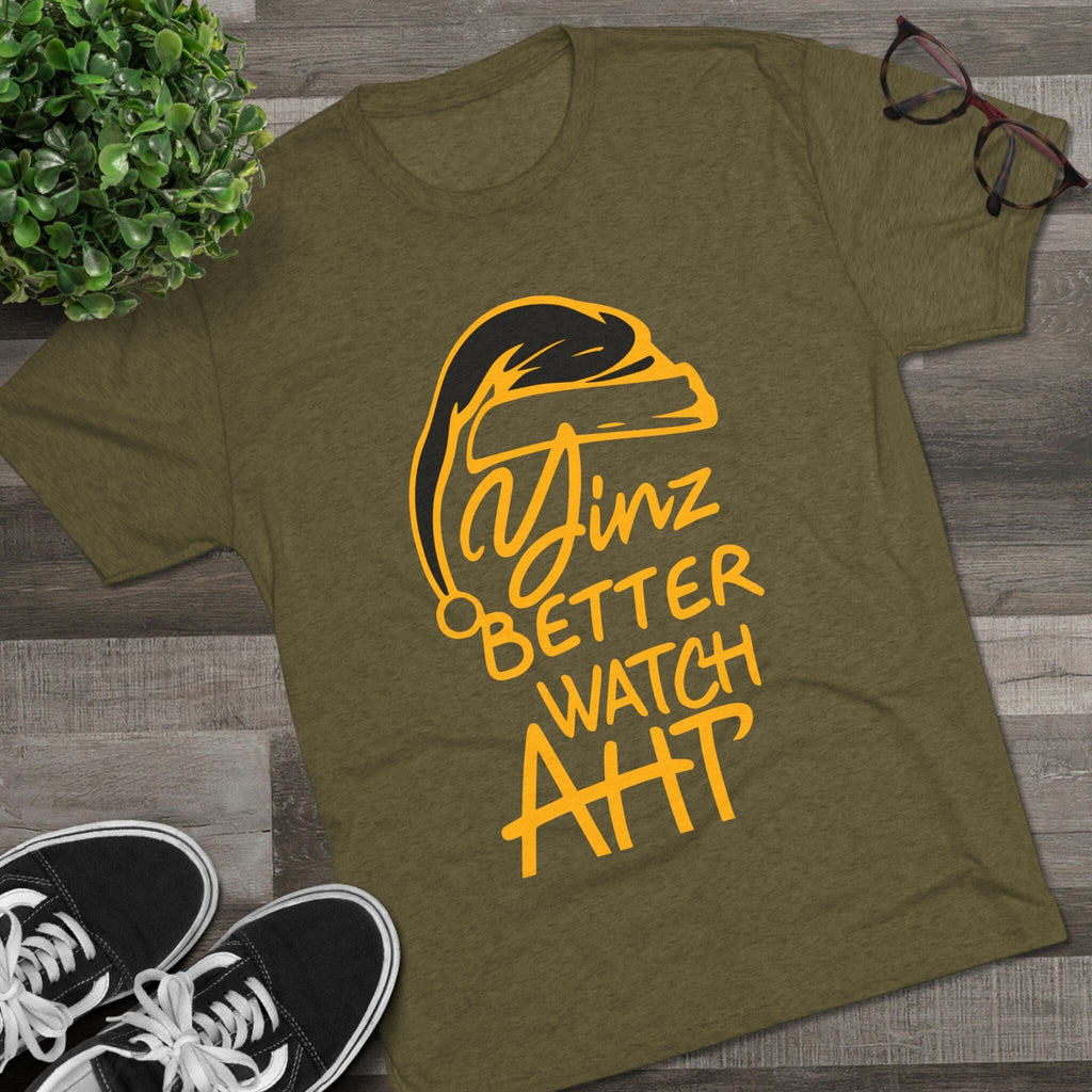 Yinz Better Watch Aht Tri-Blend Christmas T-Shirt Pittsburgh tee product image alternate view 5 | Yinzergear