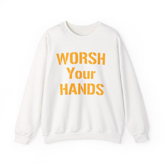 Worsh Your Hands Sweatshirt - Pittsburgh Saying Crewneck Sweatshirt Yinzergear S White 
