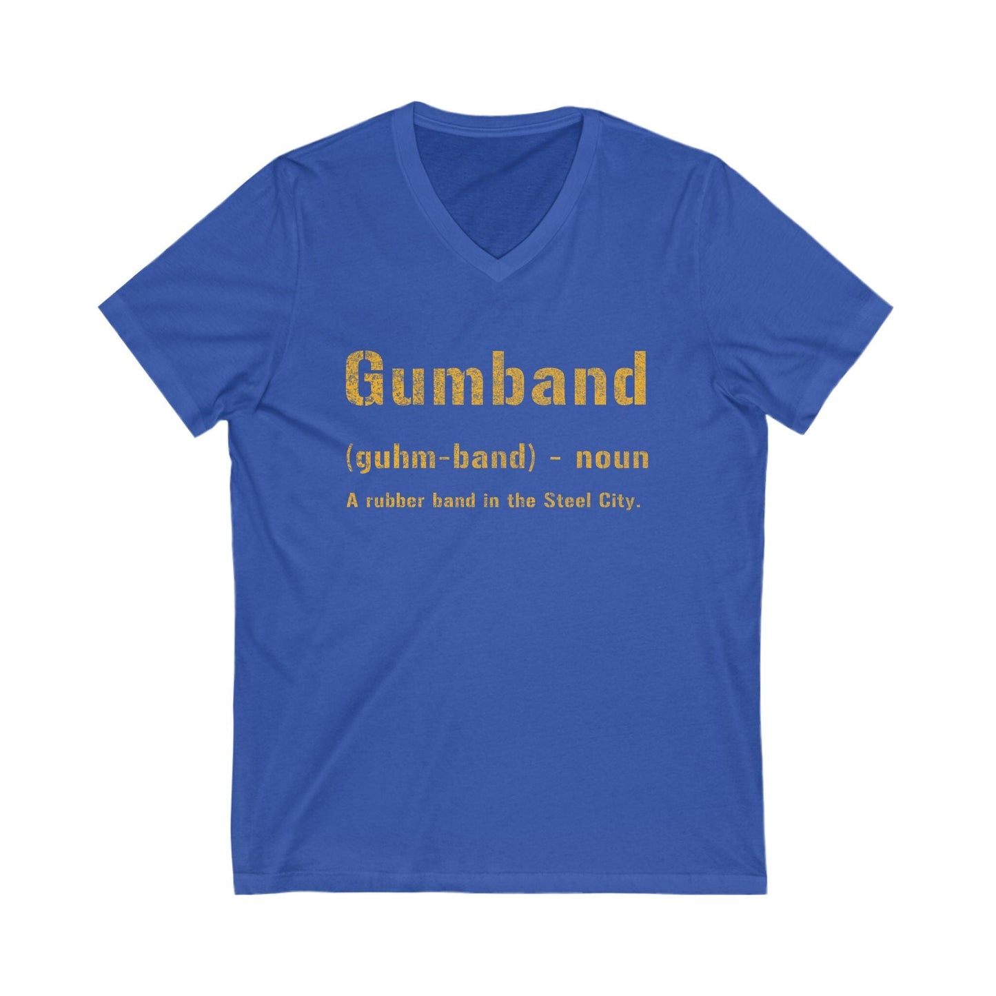 Gumband V-Neck Tee - Pittsburghese Sweatshirt V-neck Printify S True Royal 