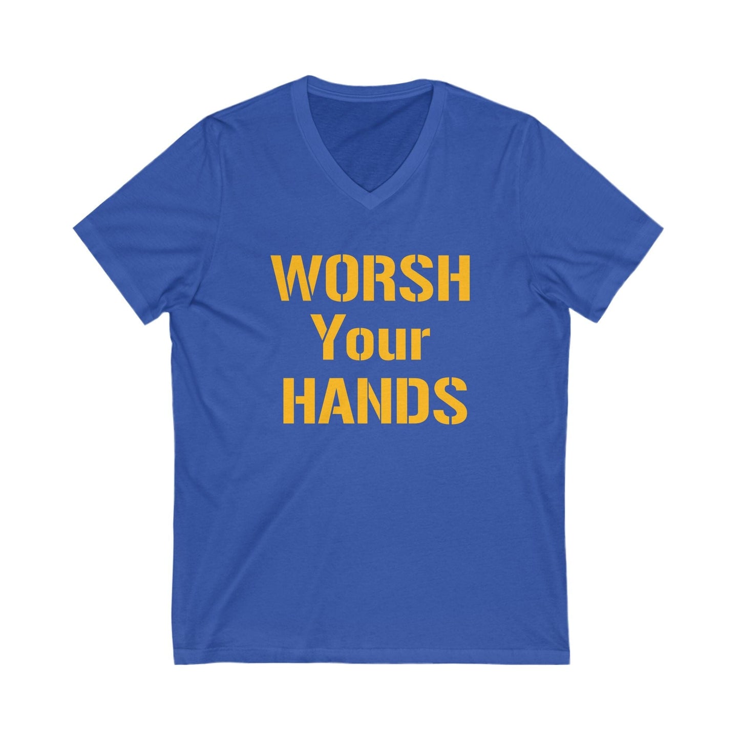 Worsh Your Hands Pittsburgh V-Neck Tee - Funny Yinzer Gift V-neck Printify S True Royal 
