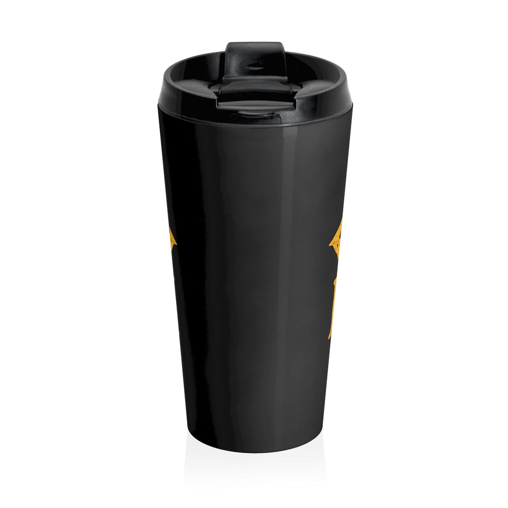 Burgh stainless steel travel mug front view mockup view | Yinzergear