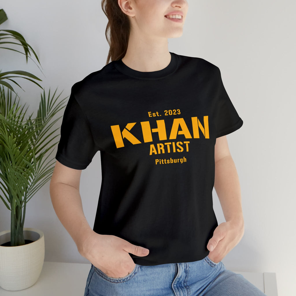 Khan Artist Pittsburgh Steelers football shirt product image mockup view | Yinzergear