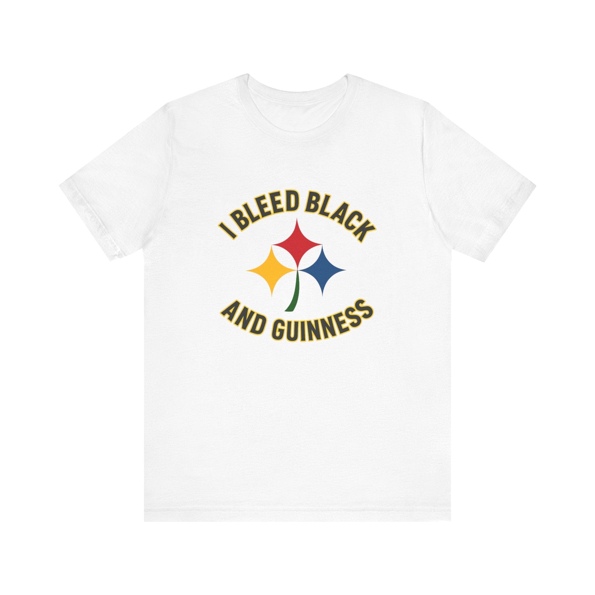 I Bleed Black and Gold Pittsburgh Irish T-Shirt Steelers football tee on white tee | Yinzergear
