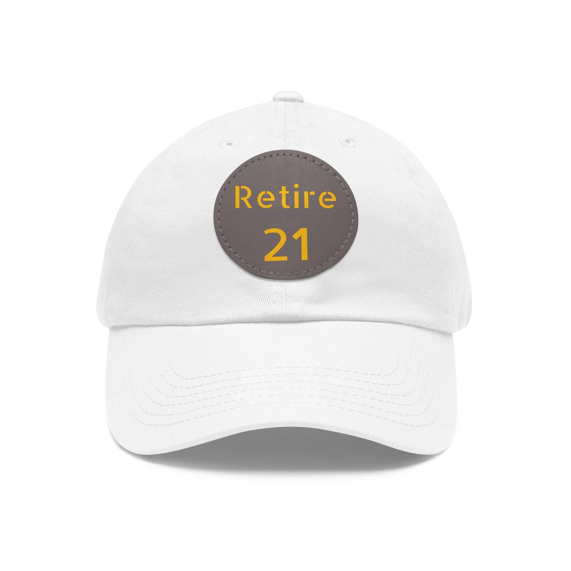 Retire 21 Hat With Leather Patch Hats Yinzergear White / Grey patch Circle One size