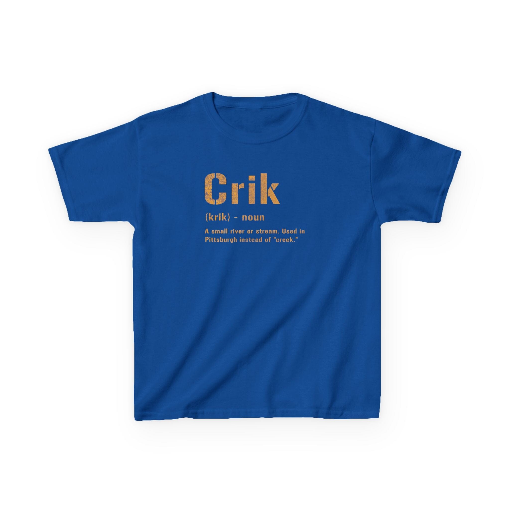 Crik Pittsburghese kids T-shirt on royal kids shirt | Yinzergear