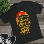 Yinz Better Watch Aht Tri-Blend Christmas T-Shirt Pittsburgh tee product image alternate view 3 | Yinzergear