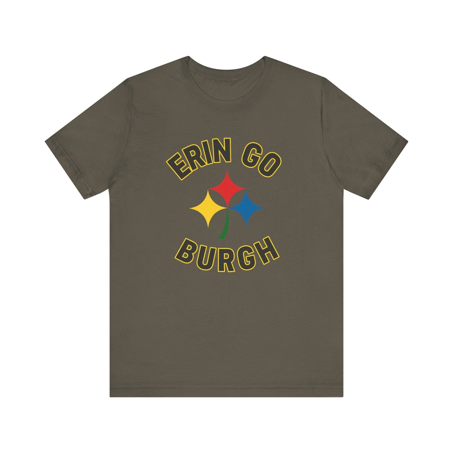 Erin Go Burgh Irish Shirt - Pittsburgh St. Patrick's Day Tee T-Shirt Yinzergear Army S 