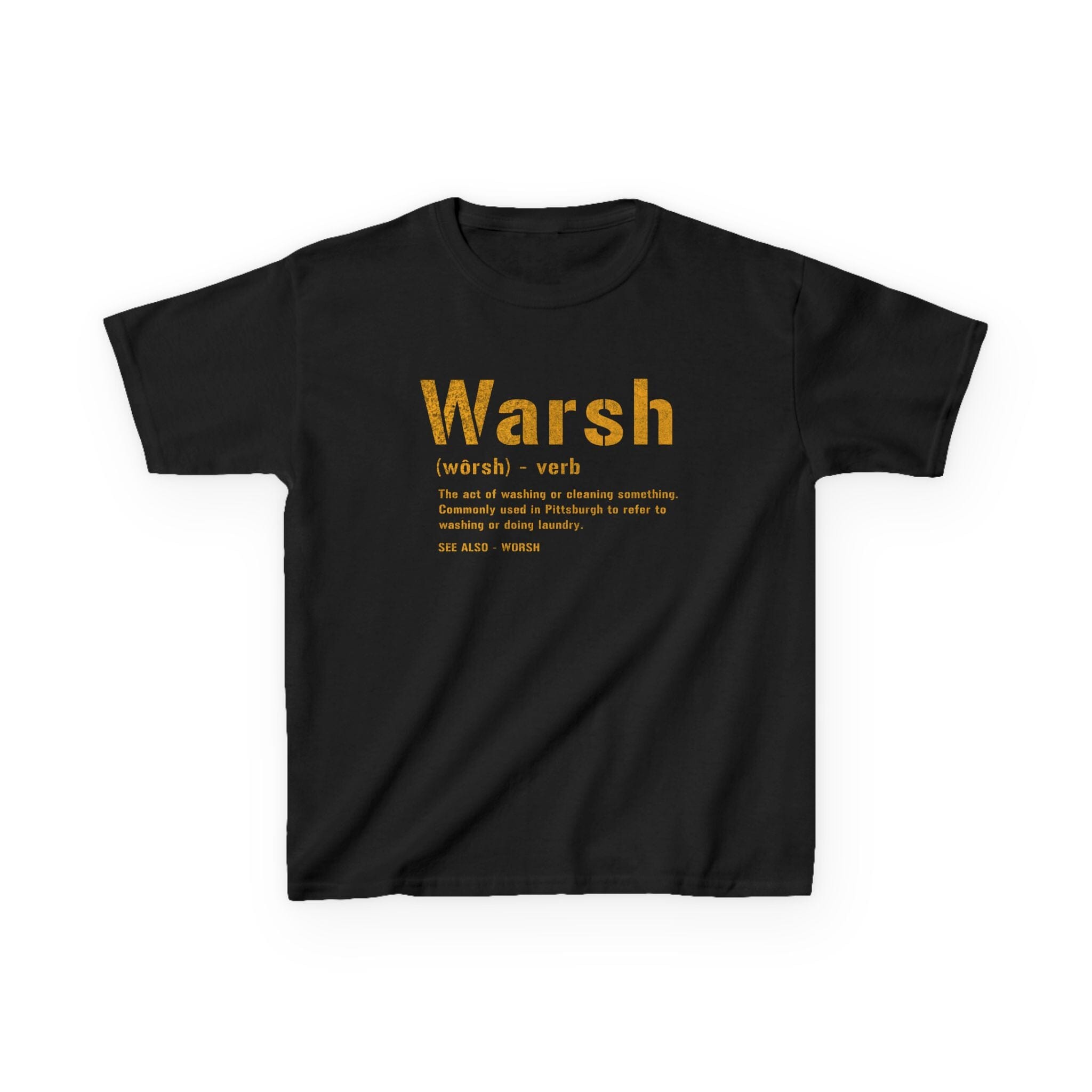 Warsh Pittsburghese kids T-shirt on black kids shirt | Yinzergear