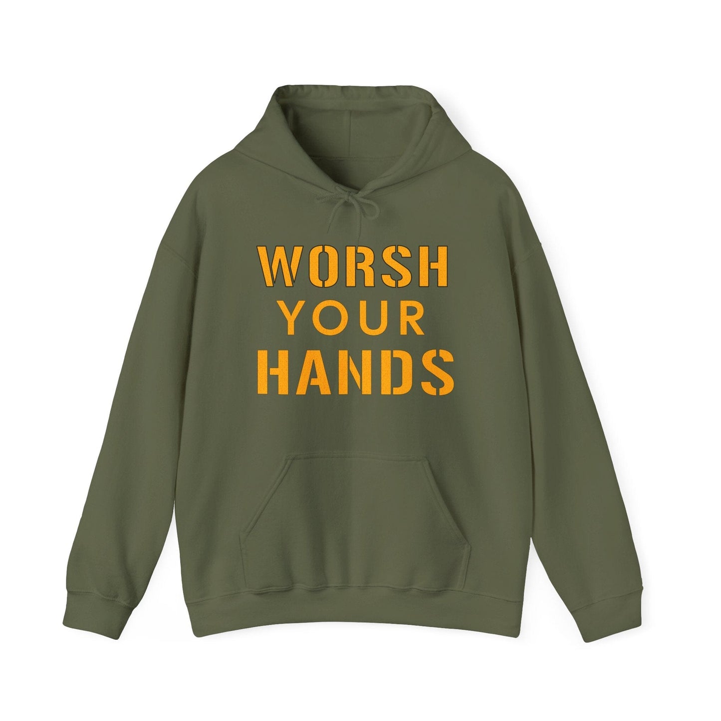 Worsh Your Hands Hoodie - Pittsburgh Yinzer Sweatshirt Hoodie Printify Military Green S 