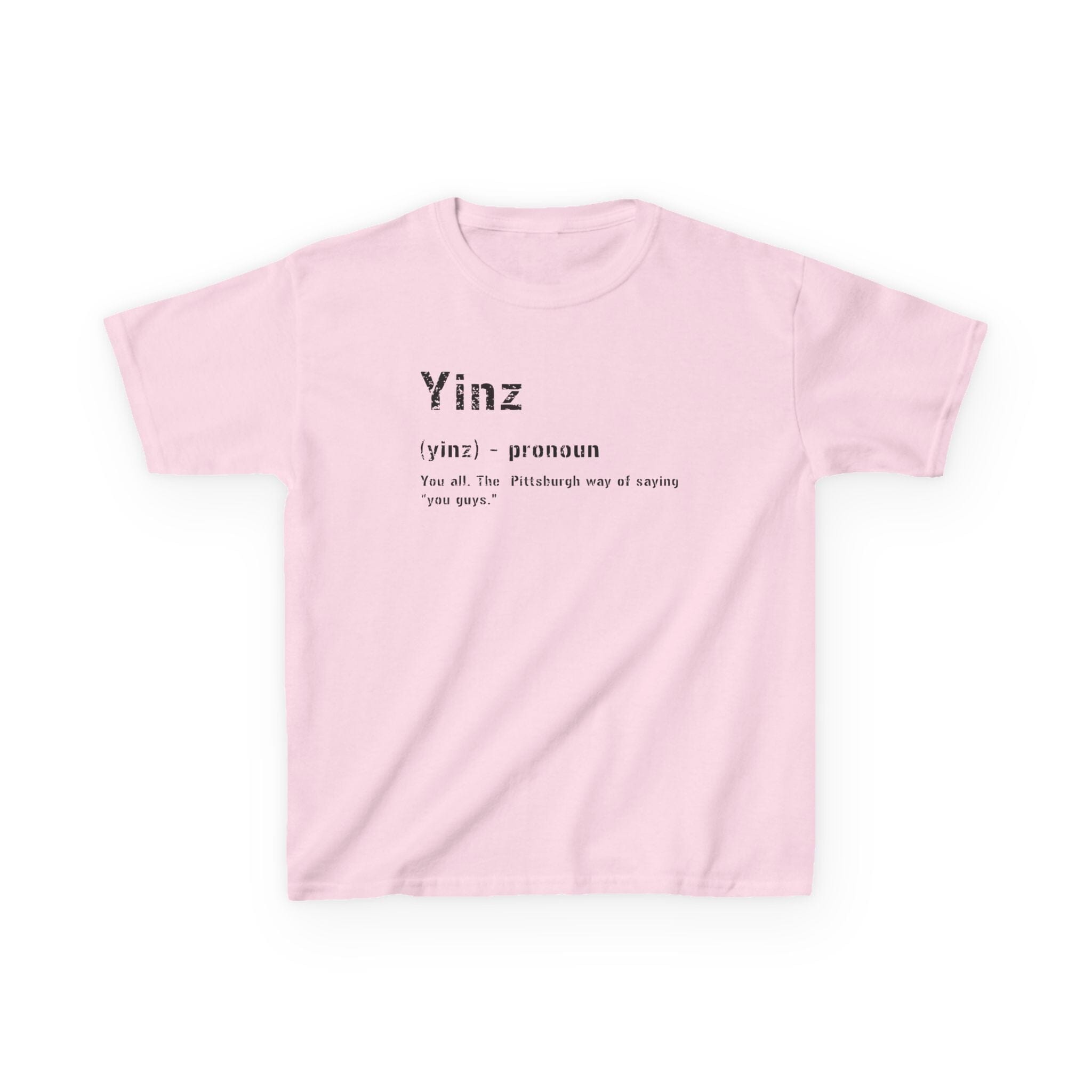 Yinz Pittsburghese Kids T-Shirt on pink kids shirt | Yinzergear