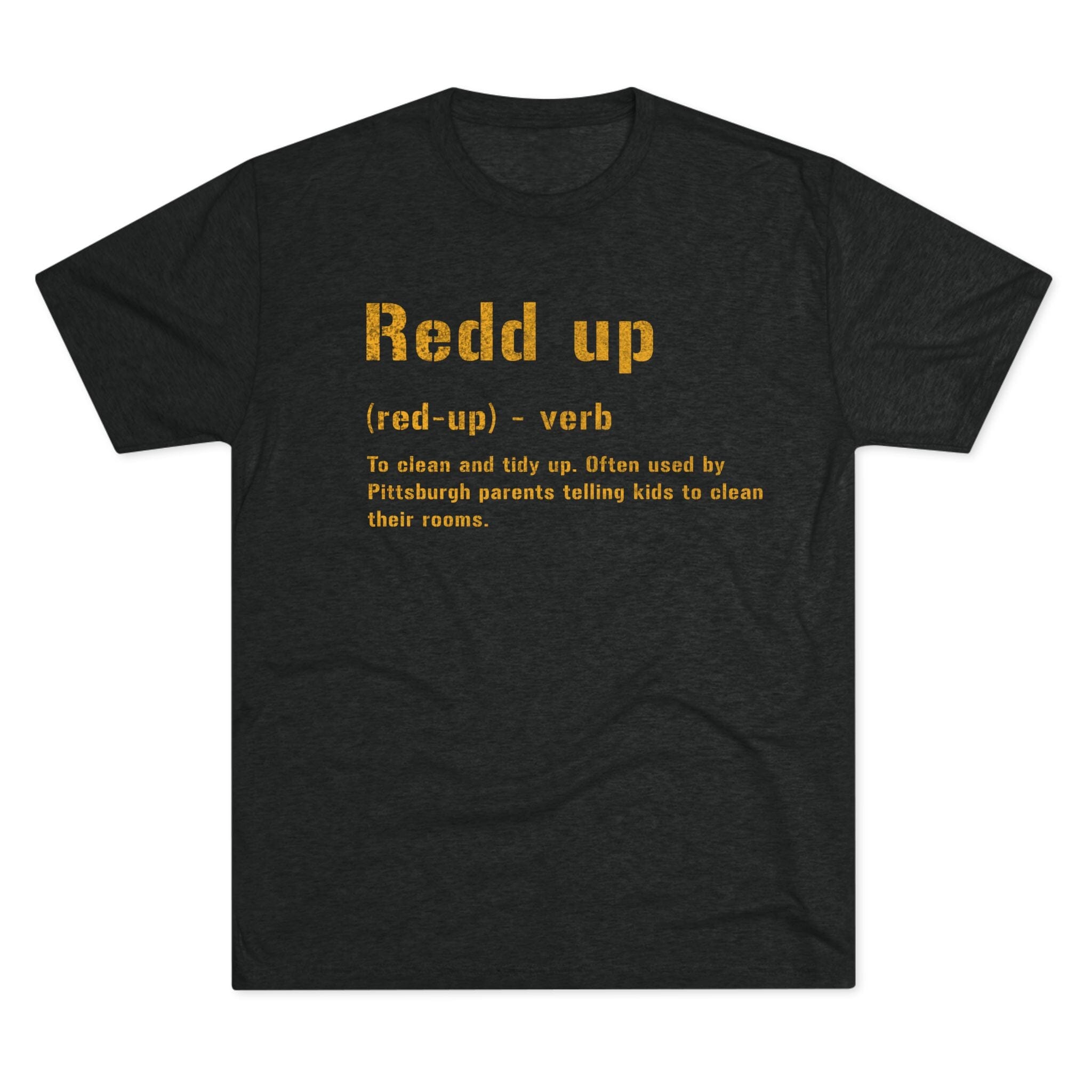 Redd Up Pittsburghese definition tee on black tee | Yinzergear